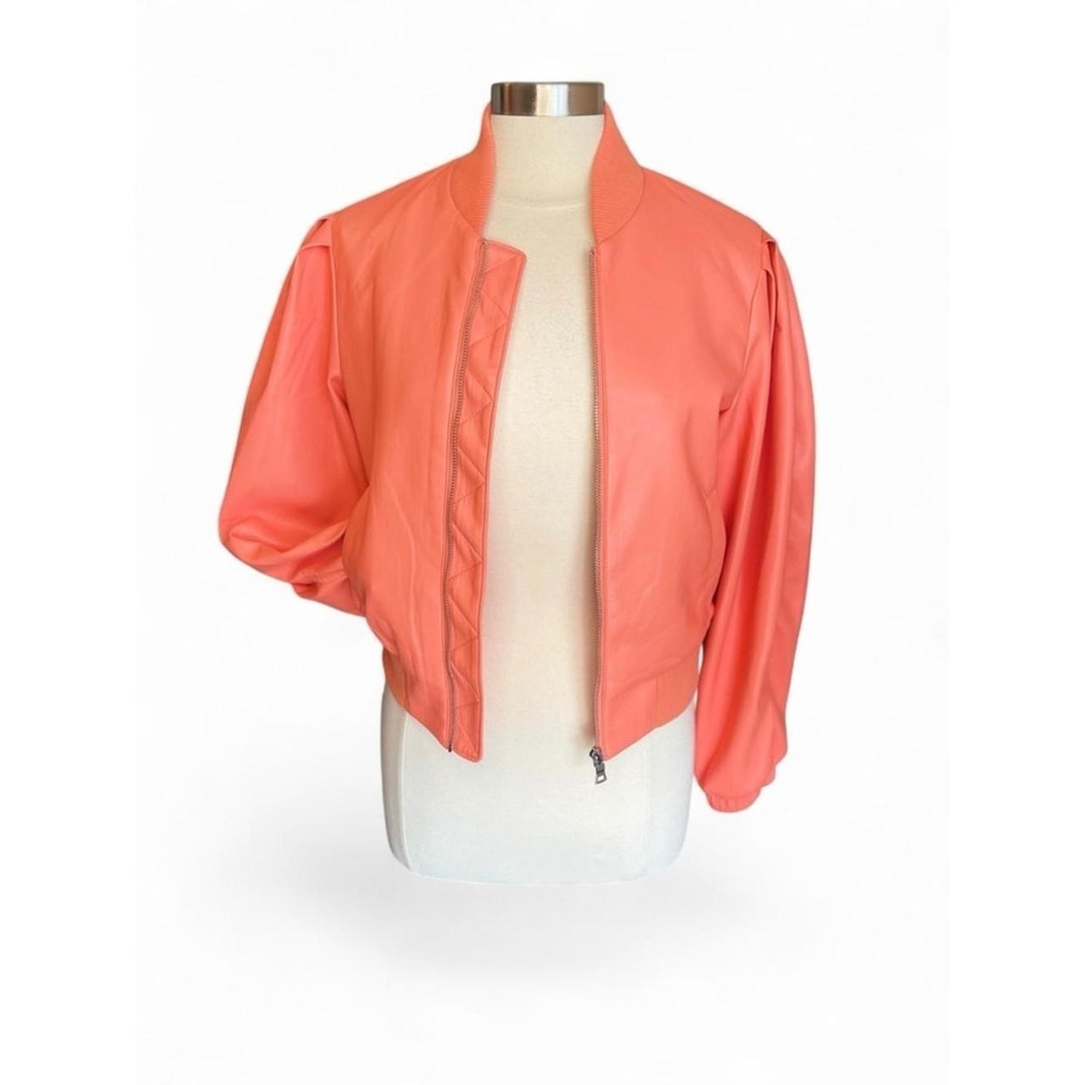 NWT House Of Harlow Vegan Leather Coral Bomber Jacket, Small ($349)